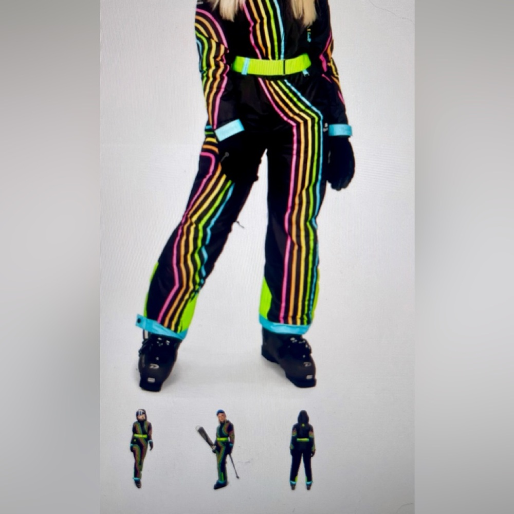 NWT. Women’s Tipsy Elves Carving Colors Snow Suit in stripe colors and XL